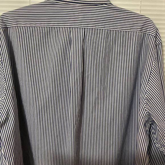 Polo Ralph Lauren XL Long Sleeve White and Royal Blue Striped Shirt - Picture 4 of 5